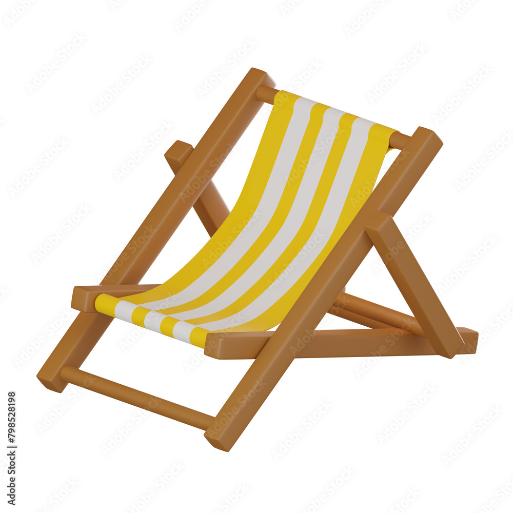 Beach Chair for Relaxation and Vacation. 3D Render