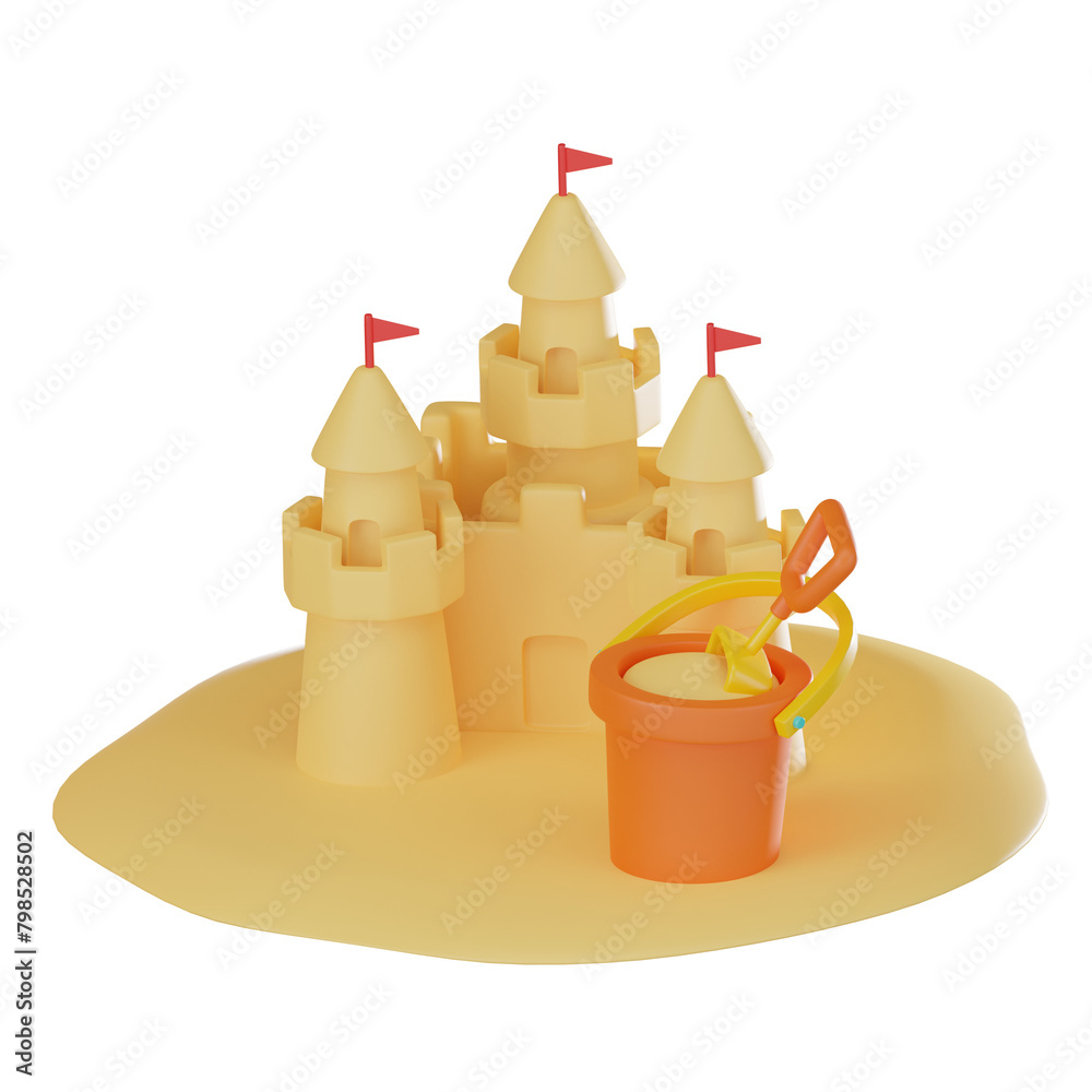 3D Sand Castle for Summer Recreation. 3D Render 3D Sand Castle for Summer Recreation. 3D Render