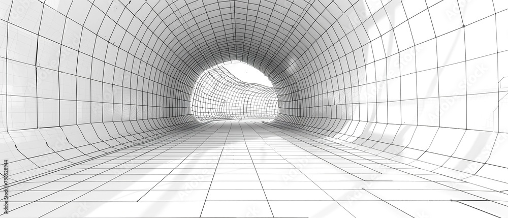 Obraz premium Wireframe tunnel with a vanishing point perspective