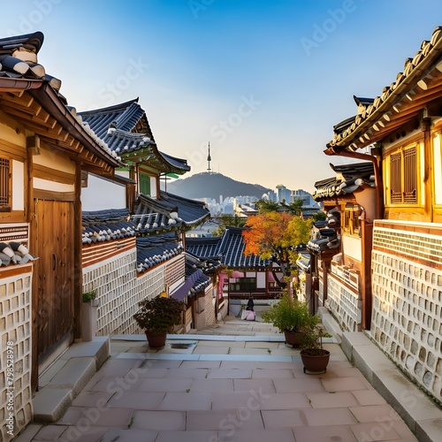 Korean traditional architecture where the present and the past coexist photo