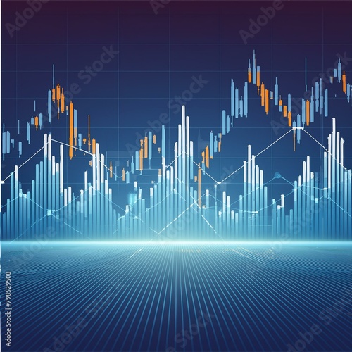 data concept with digital financial chart graphs, perspective view of stock market growth,diagrams, indicators on dark blue blurry background, business investing, background, Ai Generate © Yasir
