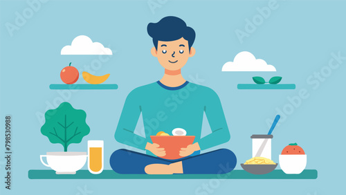As he preps lean protein for his meal he takes mindful breaths centering himself and connecting with the food he is about to cook..