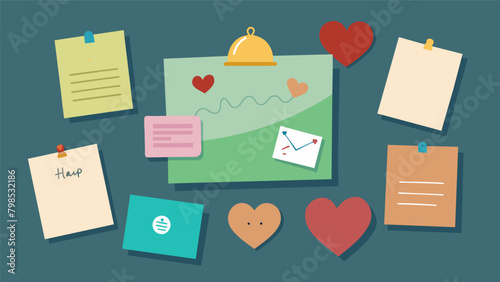 A series of handwritten notes and messages displayed on a bulletin board a tangible representation of the emotional support shared a the members of a. Vector illustration