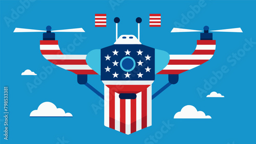 Experience the ultimate fusion of technology and patriotism with Independence Day drone racing.. Vector illustration