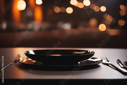 'empty black plate isolated white background dish food round meal dinner object crockery clean view dining blank kitchen lunch eatery utensil tableware utensile closeup single circle porcelain' photo
