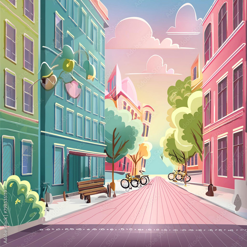 Fototapeta premium 여러 색깔의 건물들