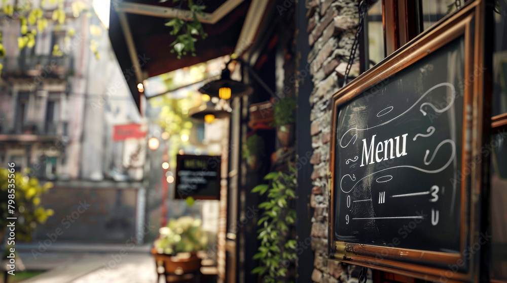 Outside desk for menu. Design for cafe food list. Billboard sign. Outside desk for menu. Design for cafe food list. Billboard sign.