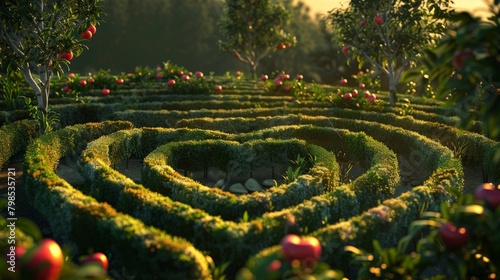 A heart-shaped maze with a path leading to a healthy lifestyle symbol  representing the journey towards optimal heart health.  