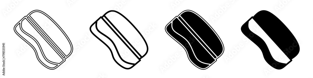 Black and white illustration of a eraser. Eraser icon collection with line. Stock vector illustration. Black and white illustration of a eraser. Eraser icon collection with line. Stock vector illustration.