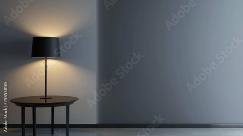 real photo of lamp on black table 
