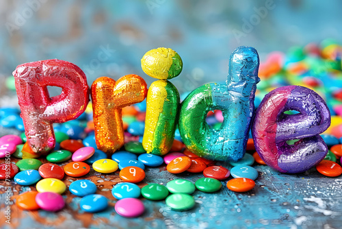 LGBTQ Pride rainbow text