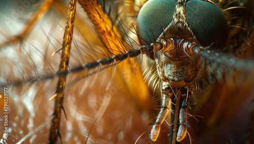 Macro Shot of Mosquito on Human Arm - Summer Nature Photography photo