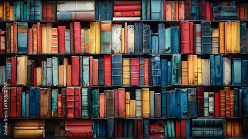 a colorful bookshelf