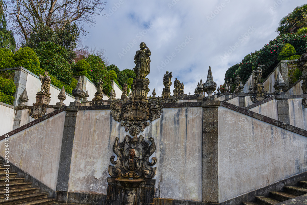 Fototapeta premium Braga, Portugal. The Sanctuary of Bom Jesus do Monte. It's located on the hill ,overlooking the city of Braga and inscribed as a UNESCO World Heritage Site.