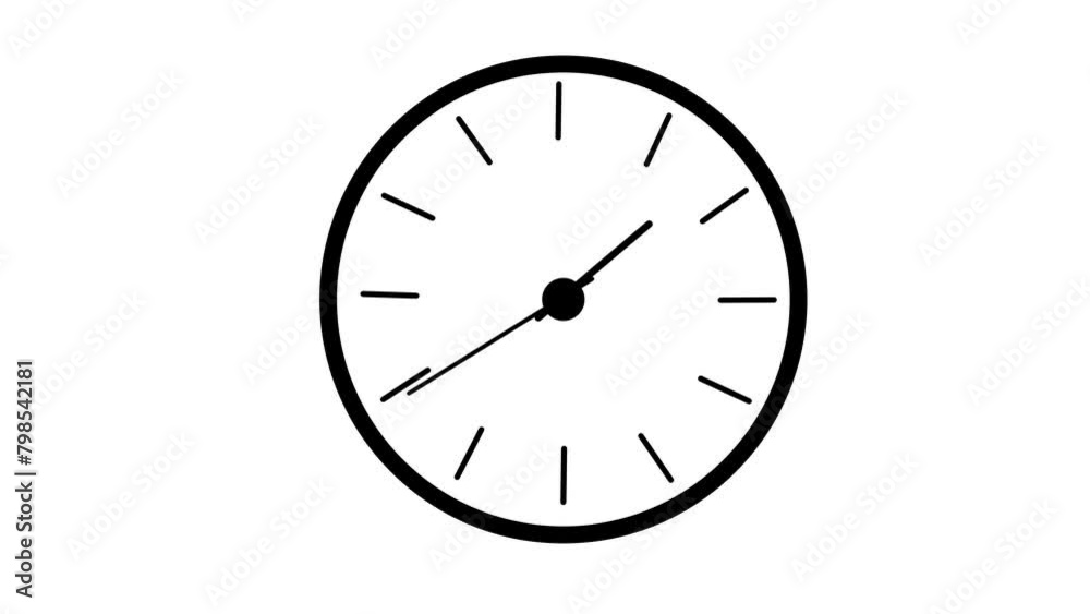 Animation of Clock Icon for time display Black White background Animation of Clock Icon for time display Black White background