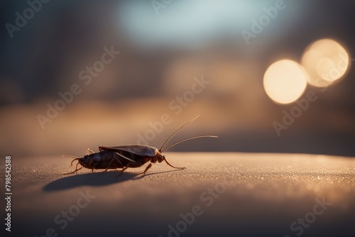 'cockroach dead american background brown bug close control crawling dirt dirty disease gross head home house hygiene insect isolated macro pest roach topview urban white' photo