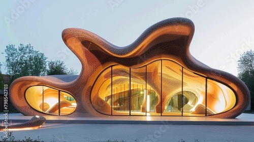 A modern clay structure that appears to be melting built using innovative heating and shaping techniques to challenge traditional perceptions of clay as a rigid material..