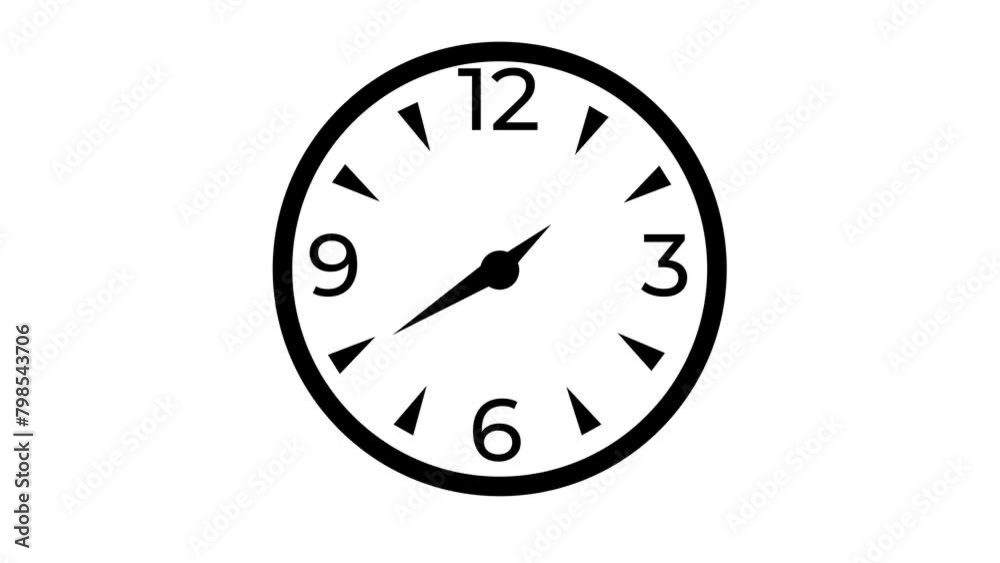 Animation of Clock Icon for time display Black White background Animation of Clock Icon for time display Black White background