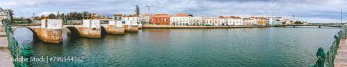 Two bridges and river waterfront in Tavira  Portugal  panorama