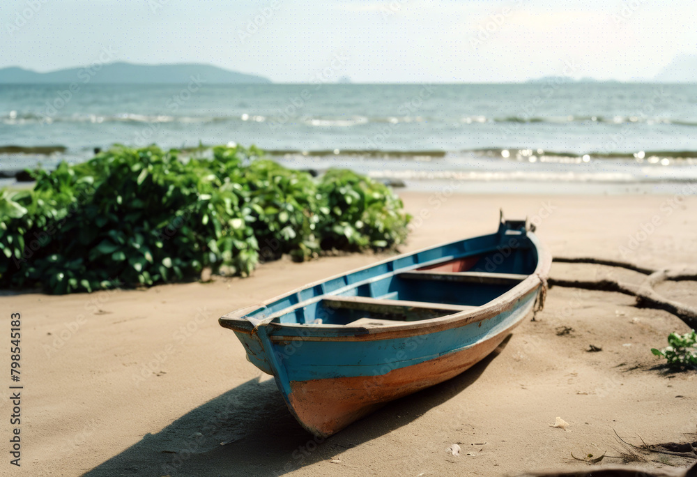 small boat at beach Sky Summer Landscape Sea small boat at beach Sky Summer Landscape Sea