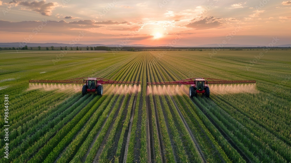 Obraz premium Tranquil Farmland at Dusk, Capturing the Quiet Beauty of Agricultural Landscapes at Twilight