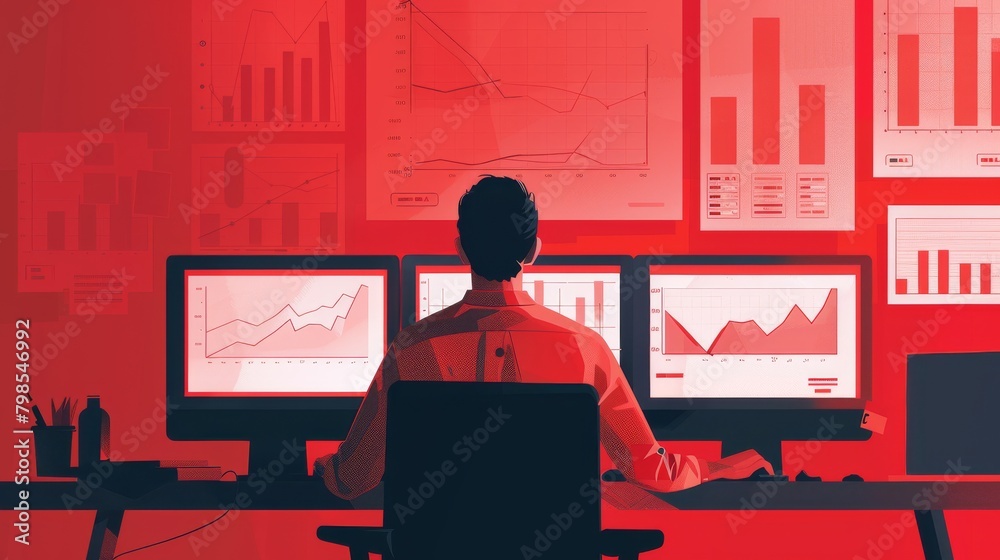 Trader monitoring markets across multiple screens