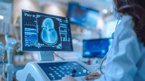 AI-powered medical imaging analysis to detect brain abnormalities. photo