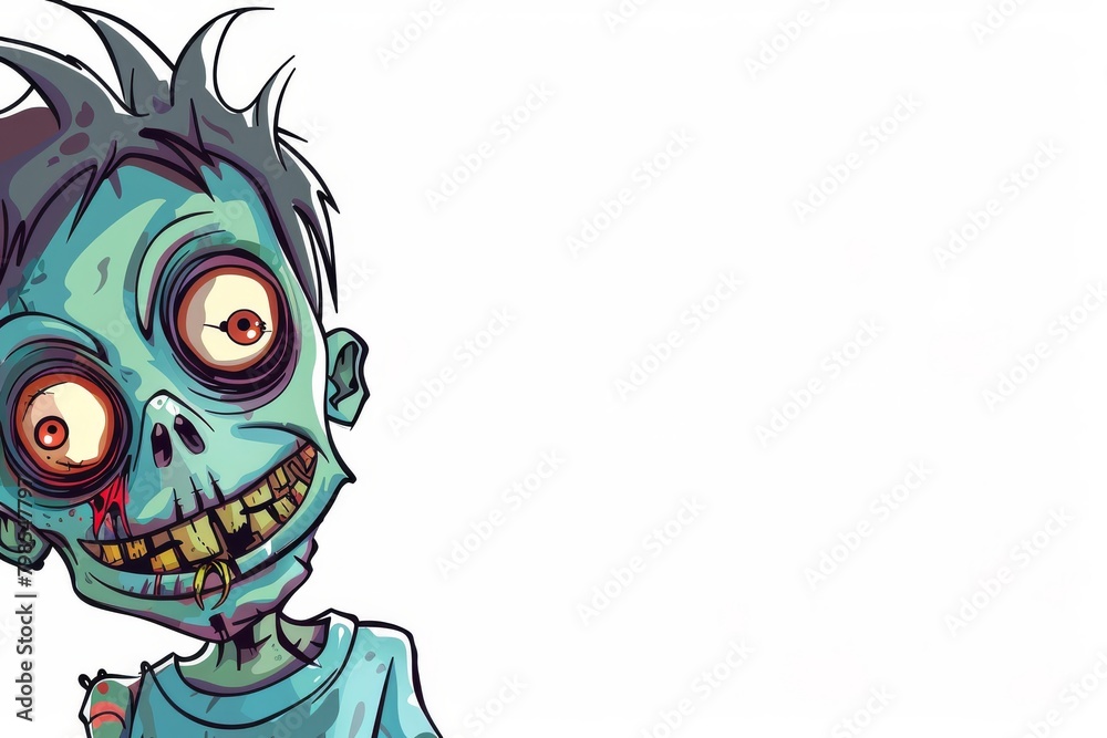Simple and clean drawing of a friendly zombie, isolated on white with ample copy space for text, perfect for party invitations Simple and clean drawing of a friendly zombie, isolated on white with ample copy space for text, perfect for party invitations