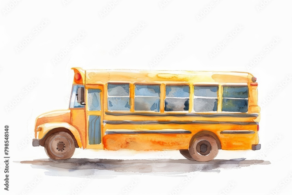 watercolor school bus illustration