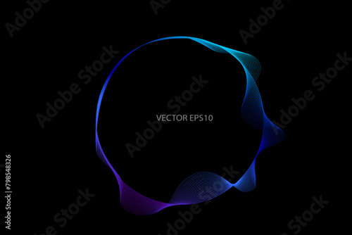 Vector in concept of AI technology, science, music.
circles lines wavy in round frame isolated