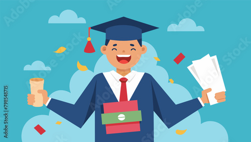 A recent graduate grins with relief as they receive a notification that their student loan payment has been processed successfully.
