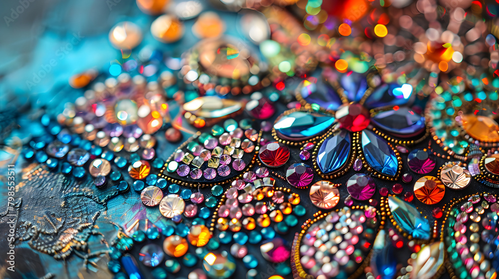 A Colorful Array of Rhinestone Crafts Creating a Mesmerizing Mosaic of Modern Abstract Art