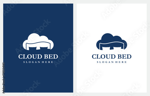 Bed Cloud Sleep Dream logo design icon vector