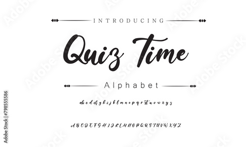 Quiz Time Signature Font Calligraphy Logotype Script Brush Font Type Font lettering handwritten