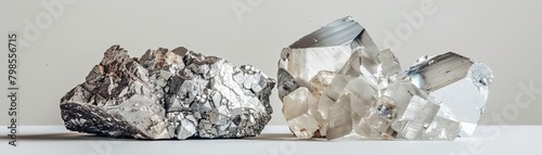 Contrast between raw, unprocessed lithium ore and the refined metal product photo