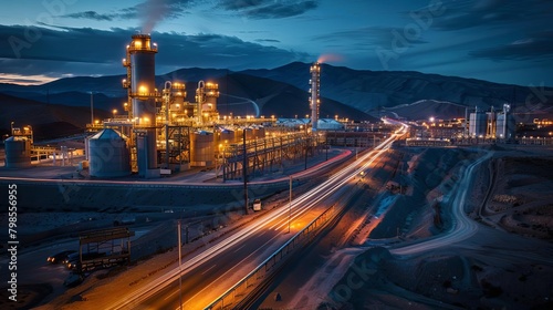 Long exposure of vehicle movement around the lithium plant  showing dynamic activity