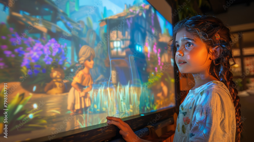 children with holographic 3D book children with holographic 3D book