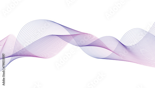 Colorful wave lines flowing dynamic blue pink isolated on a white background. Abstract background with waves