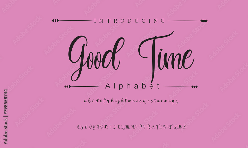 Good Time Signature Font Calligraphy Logotype Script Brush Font Type Font lettering handwritten