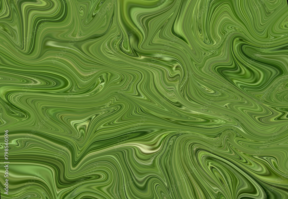 Green fluid art marbling paint textured background. Abstract creative fluid colors