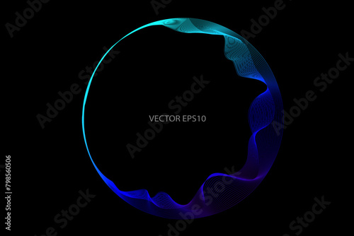 Vector in concept of AI technology, science, music.
circles lines wavy in round frame isolated
