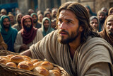Jesus feeding multitudes as in bible