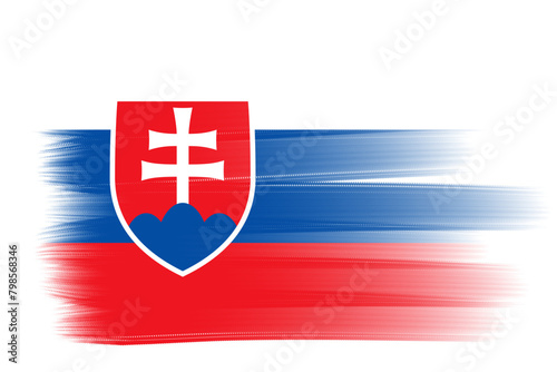 slovakia flag element transparent design template, brush stroke flag of slovakia transparent design photo