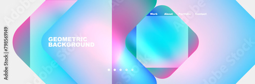 A fluid geometric background with a gradient of azure and magenta, resembling gas and liquid merging. Shades of electric blue, pink, and violet add depth to the design