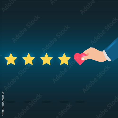 Customer satisfaction puts the heart in stars vector illustration