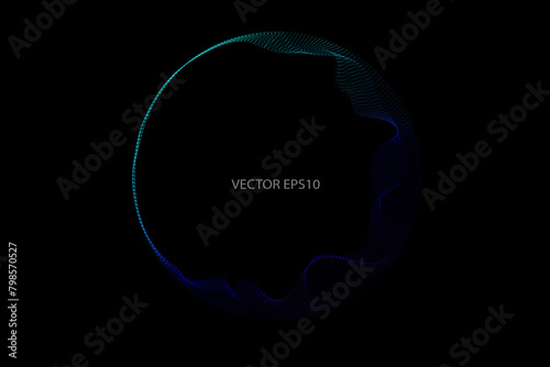Vector in concept of AI technology, science, music.
circles lines wavy in round frame isolated
