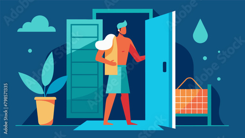 As the person exits the infrared sauna they grab a towel and head to the shower mentally preparing themselves for the drastic change in temperature..