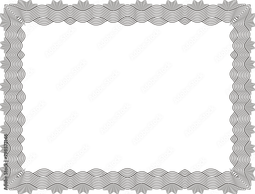 Hand Drawn Diploma Certificate Border Frame With Security Pattern PNG ...
