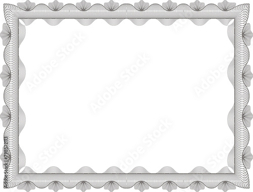 Hand Drawn Diploma Certificate Border Frame With Security Pattern PNG photo