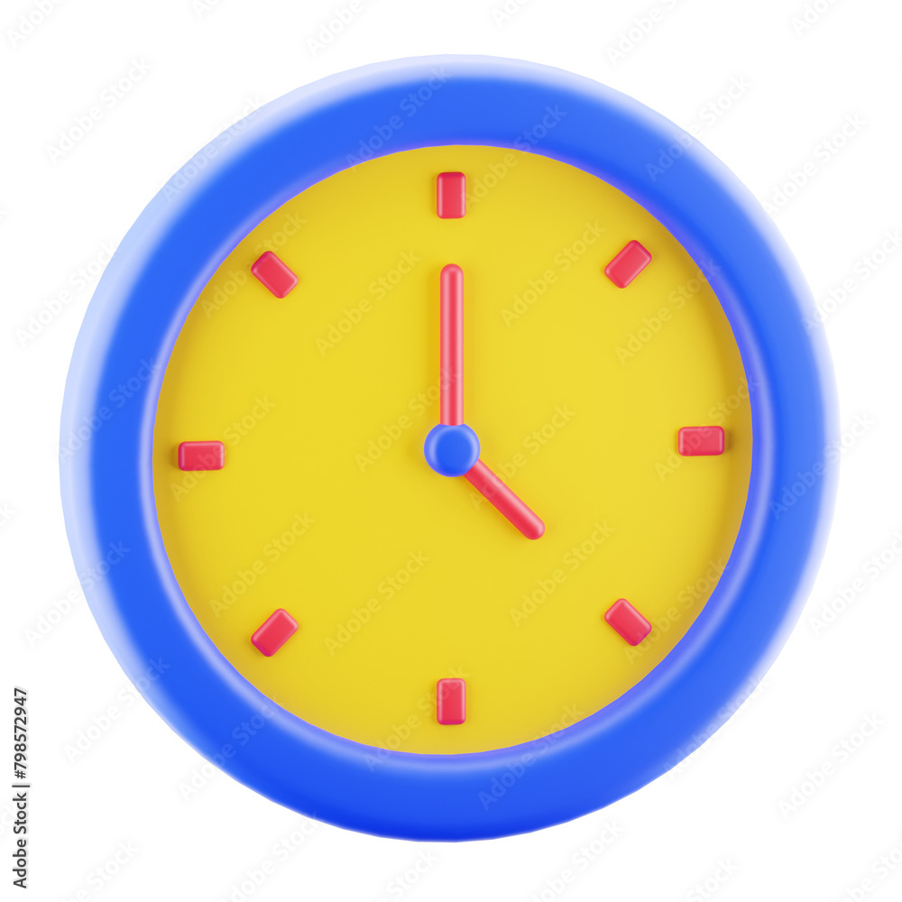 Clock illustration isolated. 3d render time icon. Clock illustration isolated. 3d render time icon.